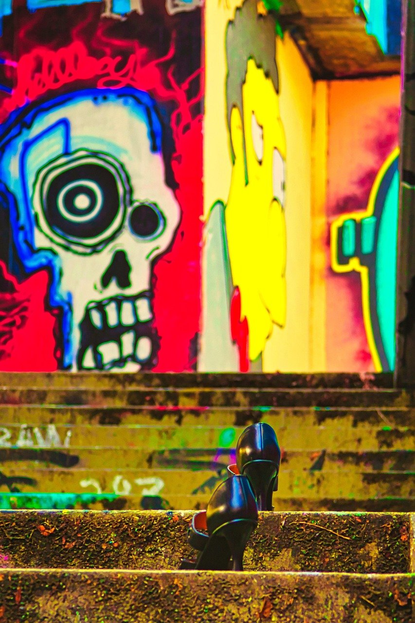 art, freewall karlsruhe, grafiti, fantasy, abstract, to dye, shoes, dramatic