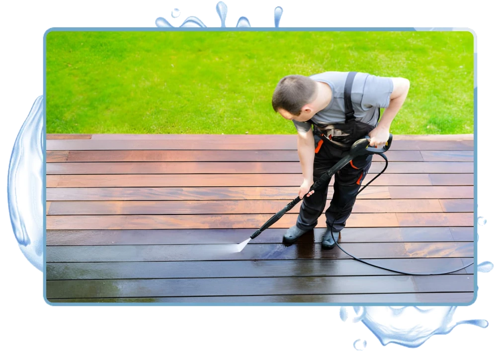 Man Cleaning Patio Pressure washing