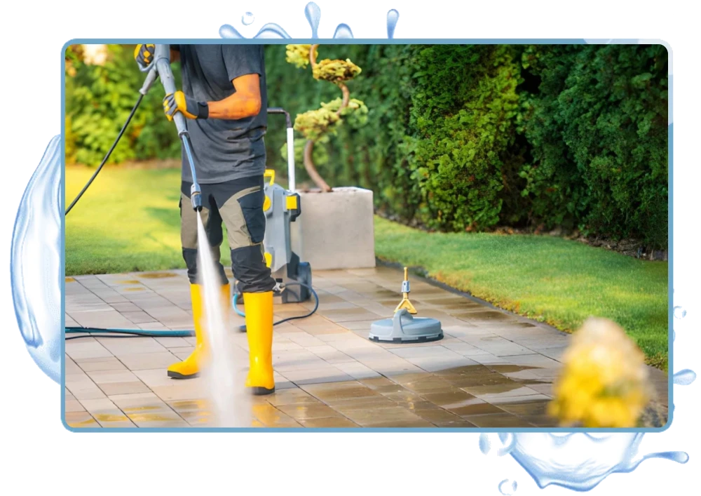 Man Patio Pressure Cleaning frame