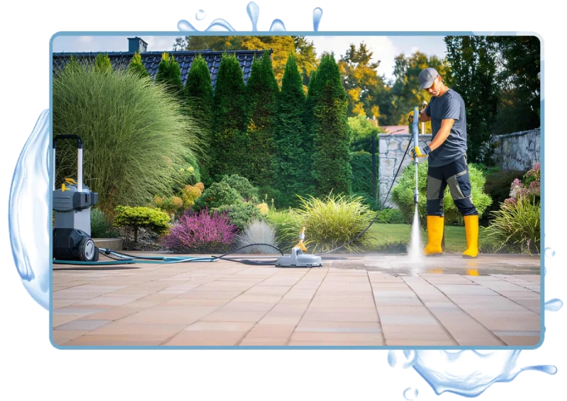 Patio Pressure Cleaning man cleaning frame