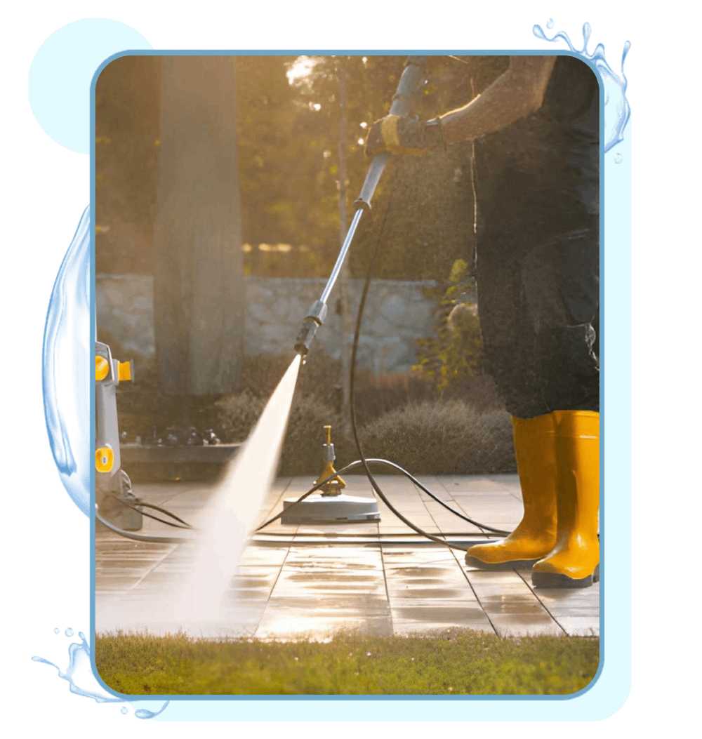 Frame Man Using pressure washing