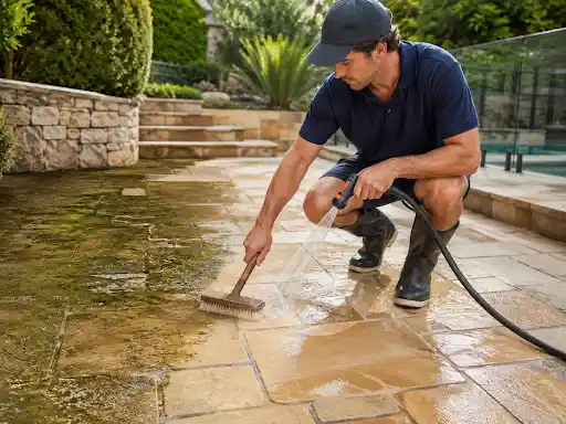 Cleaning sandstone pavers