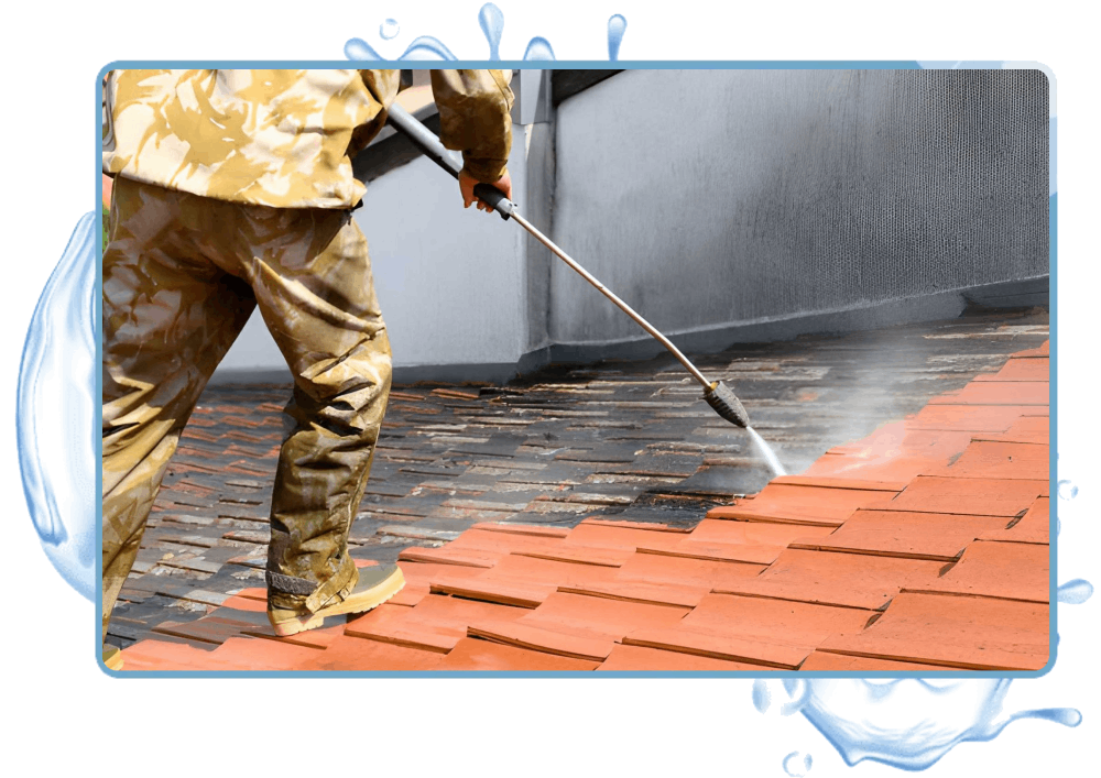 Man Cleaning Roof Tile Mould