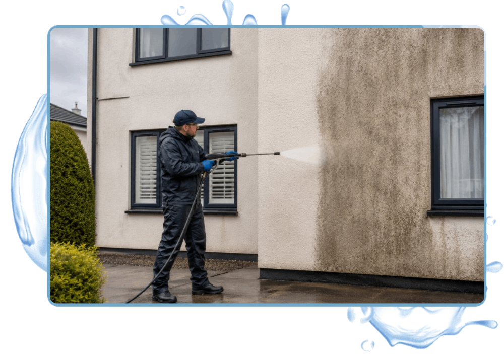 Man use pressure Wall Wash Expert