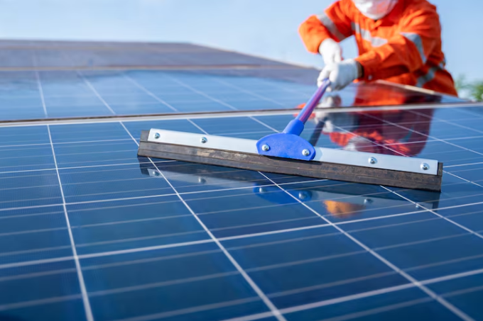 Solar-panel-cleaning