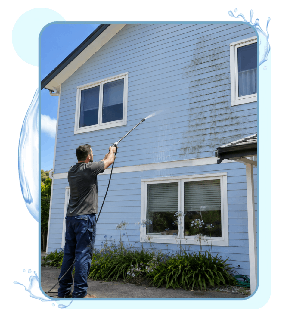 Man Blue House Clean
