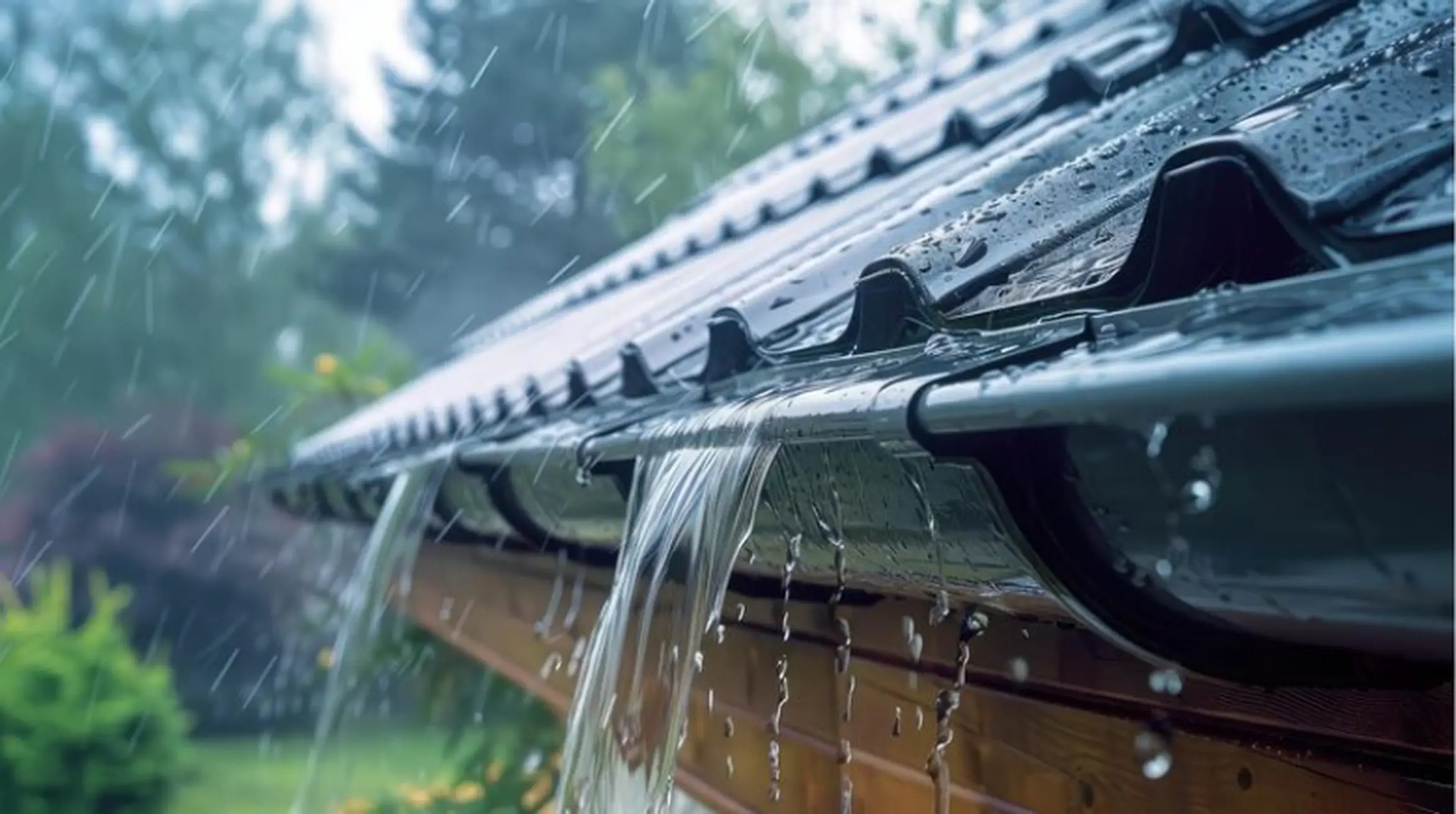 Gutters overflowing in heavy rain