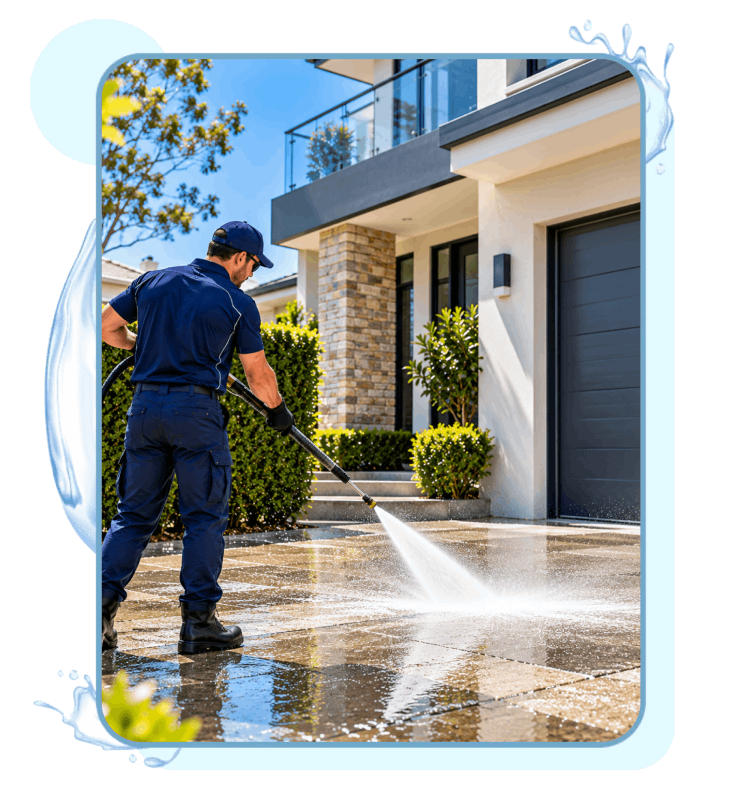 Pressure Washing a Modern Home