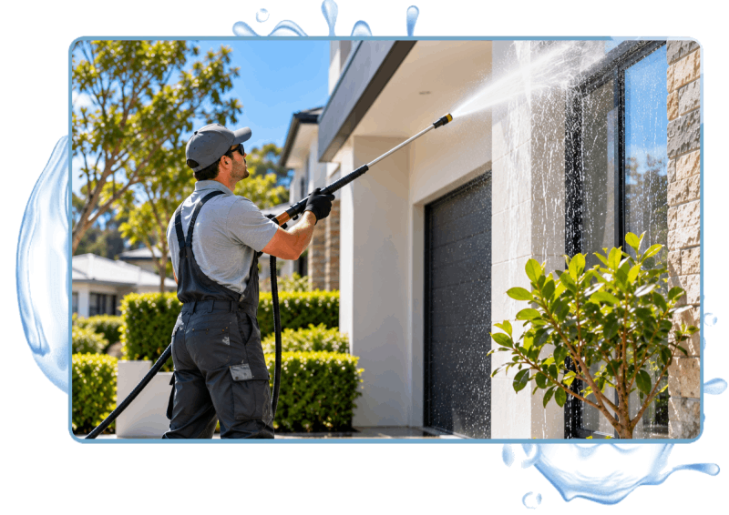 Professional Pressure Washing a Modern Home
