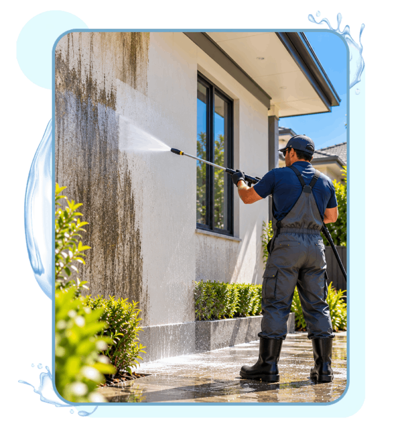 Removing dirt and mould from exterior house walls in Liverpool.